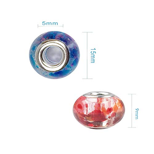 AIPRIDY 100Pcs 15x11mm Painting Murano Large Hole Glass Beads Mix ...
