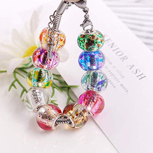 AIPRIDY 100Pcs 15x11mm Painting Murano Large Hole Glass Beads Mix ...
