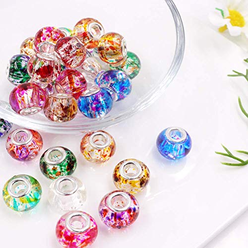 AIPRIDY 100Pcs 15x11mm Painting Murano Large Hole Glass Beads Mix ...