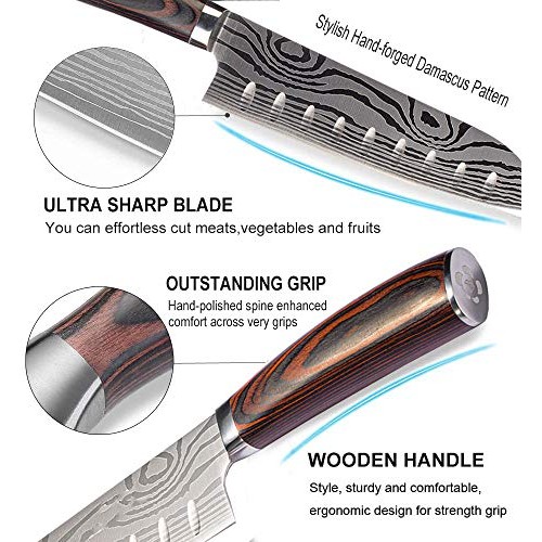 Santoku Chefs Knife - 7 Inch Japanese Kitchen Knife - High Carbon...