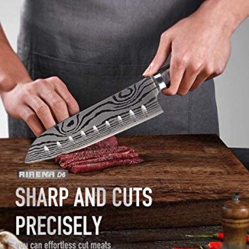 Santoku Chefs Knife - 7 Inch Japanese Kitchen Knife - High Carbon...
