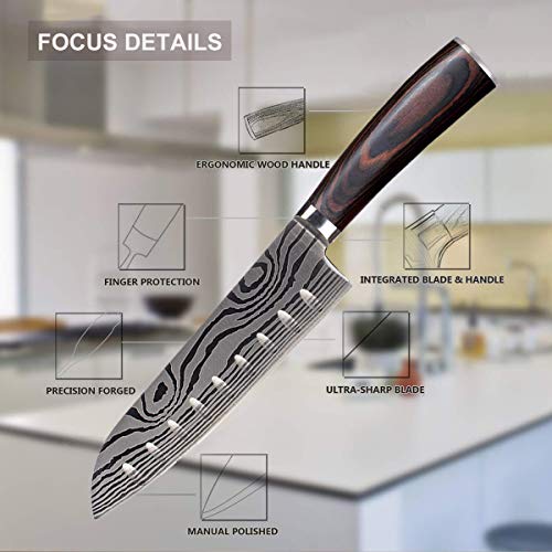 Santoku Chefs Knife - 7 Inch Japanese Kitchen Knife - High Carbon...