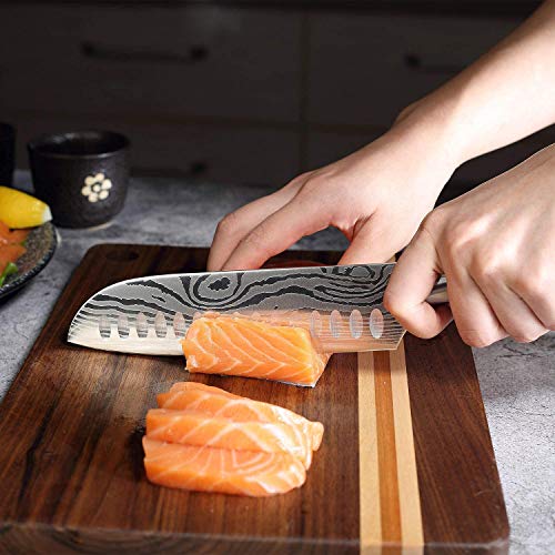 Santoku Chefs Knife - 7 Inch Japanese Kitchen Knife - High Carbon...