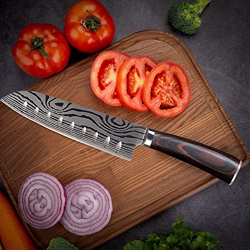 Santoku Chefs Knife - 7 Inch Japanese Kitchen Knife - High Carbon...