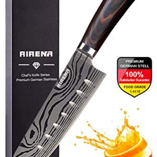 Santoku Chefs Knife - 7 Inch Japanese Kitchen Knife - High Carbon...