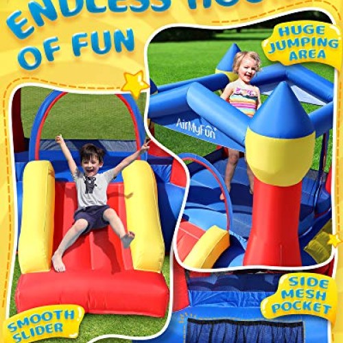 AirMyFun Inflatable Bounce Jumper House with Air Blower, Jump Slid...