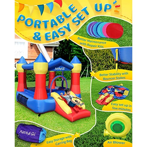 AirMyFun Inflatable Bounce Jumper House with Air Blower, Jump Slid...