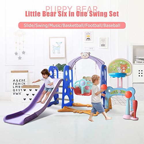Toddler Climber and Swing Set, 6 in 1 Climber Slide Playset w/Baby...