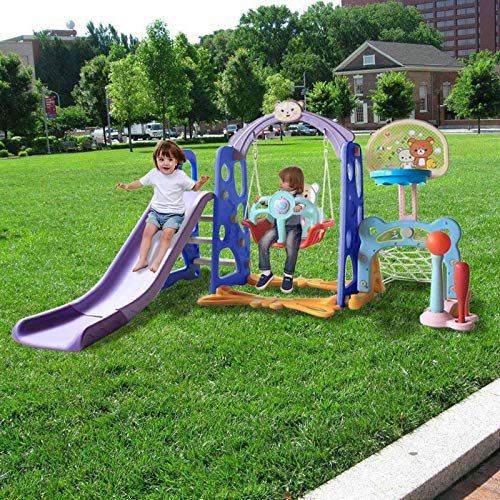 Toddler Climber and Swing Set, 6 in 1 Climber Slide Playset w/Baby...