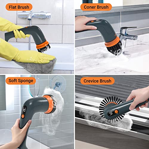 AIRSEE 5 in 1 Electric Spin Scrubber, Bathroom Scrubber, Rechargea...