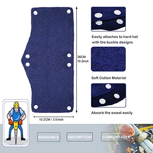 Cotton Hard Hat Sweatband Reusable Terry Cloth Snap-On Sweatband L...