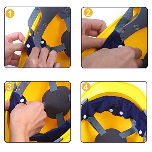 Cotton Hard Hat Sweatband Reusable Terry Cloth Snap-On Sweatband L...