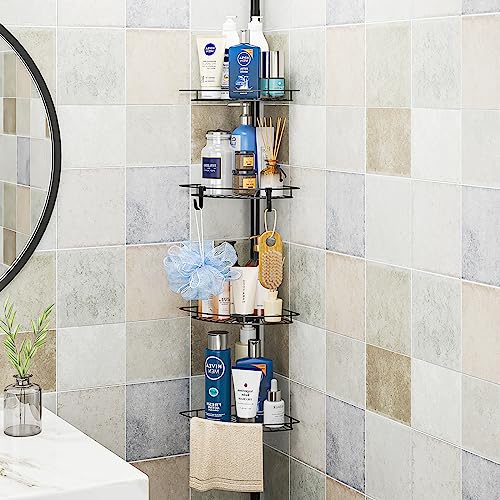 AIYAKA Tension Corner Shower Pole Caddy, Bathroom Storage Organize...