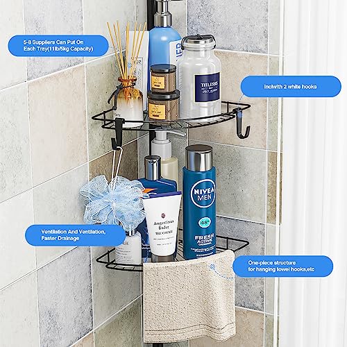 AIYAKA Tension Corner Shower Pole Caddy, Bathroom Storage Organize...