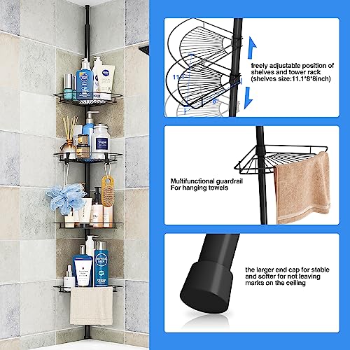 AIYAKA Tension Corner Shower Pole Caddy, Bathroom Storage Organize...
