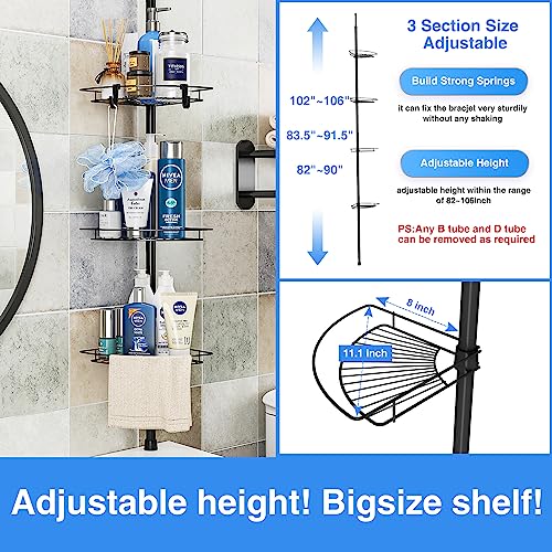 AIYAKA Tension Corner Shower Pole Caddy, Bathroom Storage Organize...
