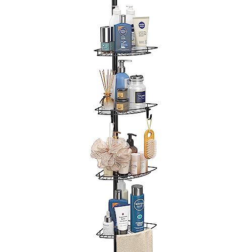 AIYAKA Tension Corner Shower Pole Caddy, Bathroom Storage Organize...