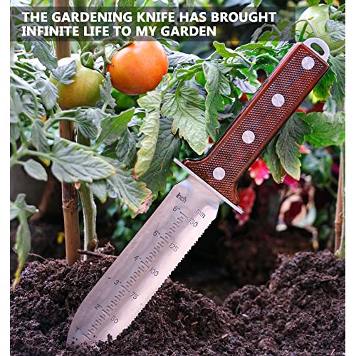 AKAKD Japanese Hori Hori Garden Knife - Stainless Steel Gardening ...