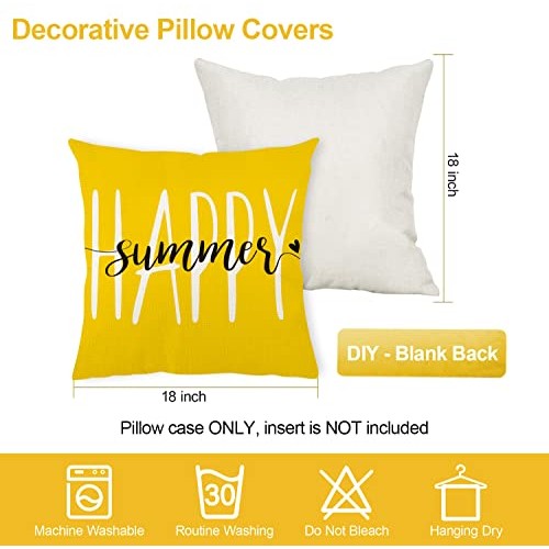 AKIT Summer Pillow Covers 18x18 Set of 4 Bee Throw Pillow Covers Y...