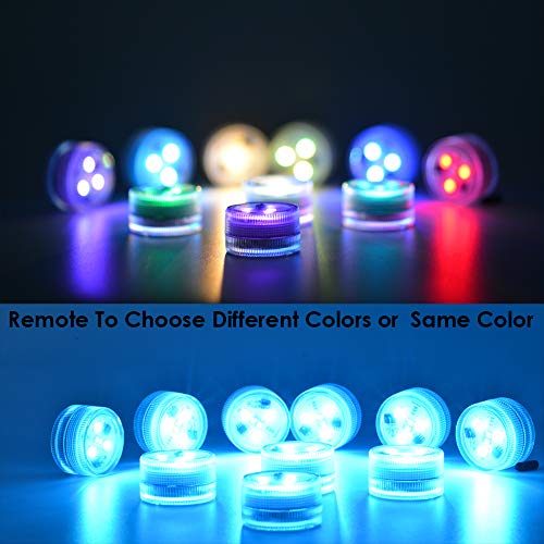 10 Pack Small Submersible LED Lights with Remote, Battery Operated...