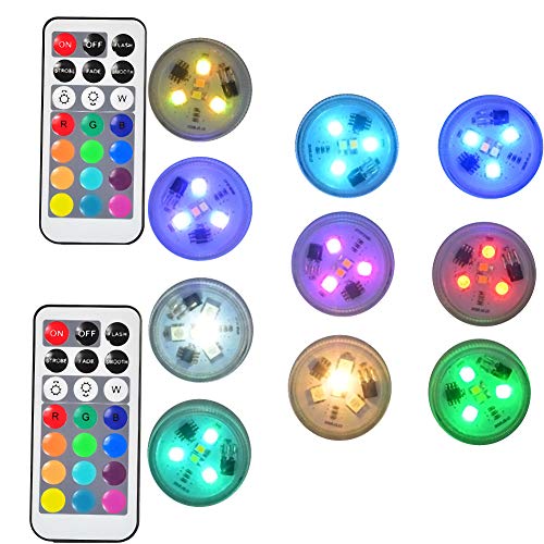 10 Pack Small Submersible LED Lights with Remote, Battery Operated...