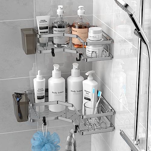 Corner Shower Caddy Bathroom Organizer: 2 Pack Adhesive Shower She...