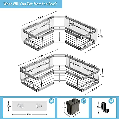 Corner Shower Caddy Bathroom Organizer: 2 Pack Adhesive Shower She...
