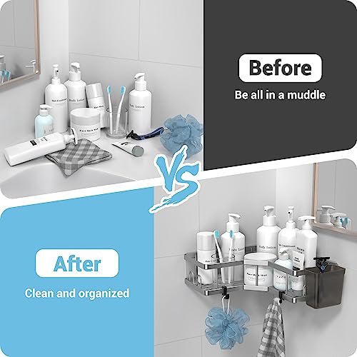 Corner Shower Caddy Bathroom Organizer: 2 Pack Adhesive Shower She...