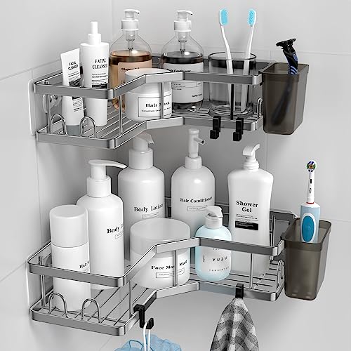 Corner Shower Caddy Bathroom Organizer: 2 Pack Adhesive Shower She...