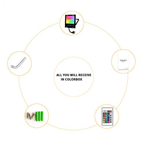 20W Smart LED Flood Light RGB+White, Hedynshine Dimmable Color Cha...