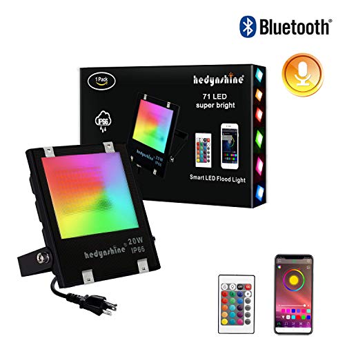20W Smart LED Flood Light RGB+White, Hedynshine Dimmable Color Cha...