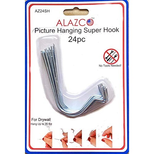 24pc Set ALAZCO Super Hooks - Hang Pictures Mirrors Clocks Wall Ar...