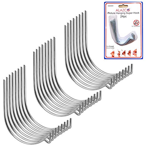 24pc Set ALAZCO Super Hooks - Hang Pictures Mirrors Clocks Wall Ar...