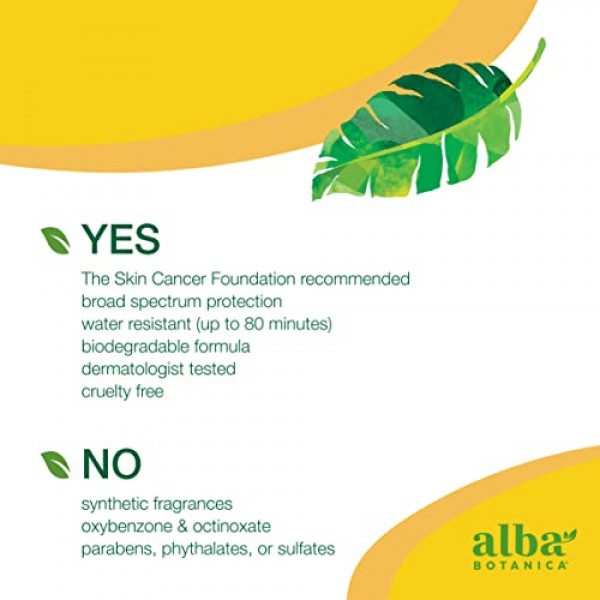 Alba Botanica Sunscreen for Face and Body, Fragrance-Free Sunscree...