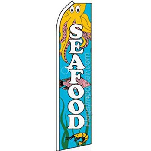 ALBATROS Seafood Blue Swooper Super Feather Advertising Flag for H...
