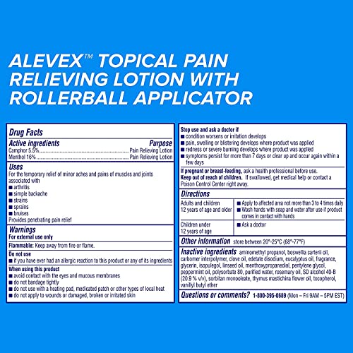 Aleve AleveX Pain Relieving Lotion with Rollerball, Powerful & Lon...