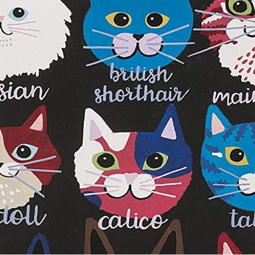 Cat Fabric - Calico & Company - Black - 100% Cotton - by The Yard