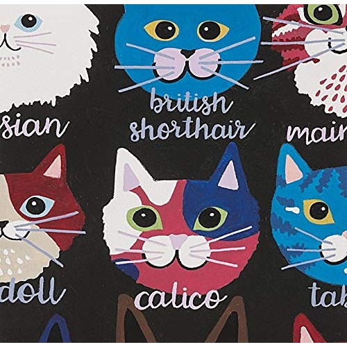 Cat Fabric - Calico & Company - Black - 100% Cotton - by The Yard