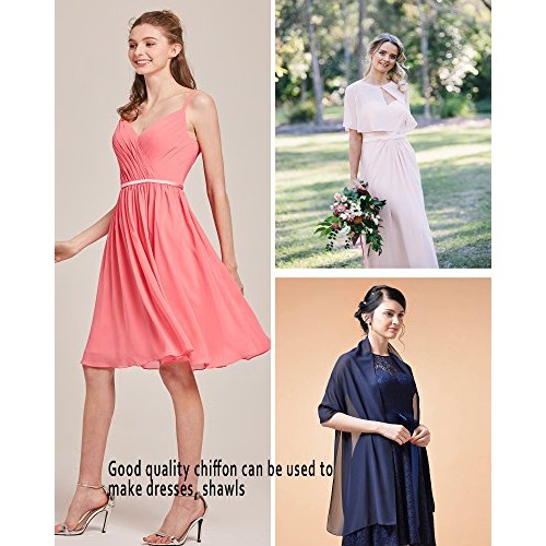 Alicepub Solid Color Sheer Chiffon Fabric by The Yard for Wedding ...