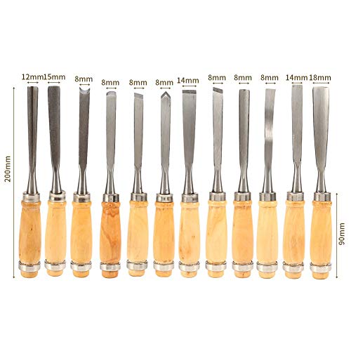Alikeke Professional 12 Piece Wood Carving Chisel Set 8 Sharp Han...