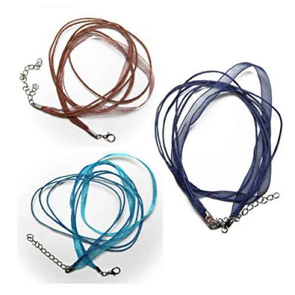 ALL in ONE 13 Colors Organza Ribbon Waxen Cord with Lobster Clasp ...