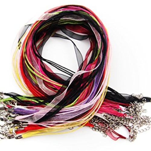 ALL in ONE 13 Colors Organza Ribbon Waxen Cord with Lobster Clasp ...