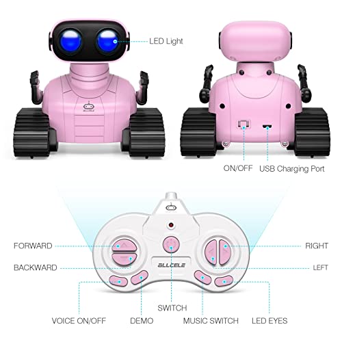 ALLCELE Girls Robot Toys, Rechargeable RC Robots for Kids, Remote ...