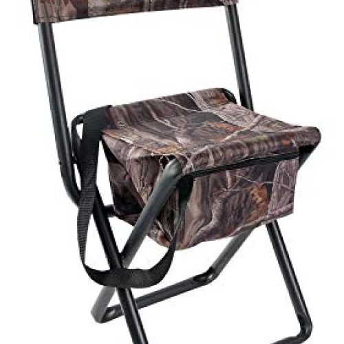 Allen Company Camouflage Folding Hunting Stool with Back and Stora...