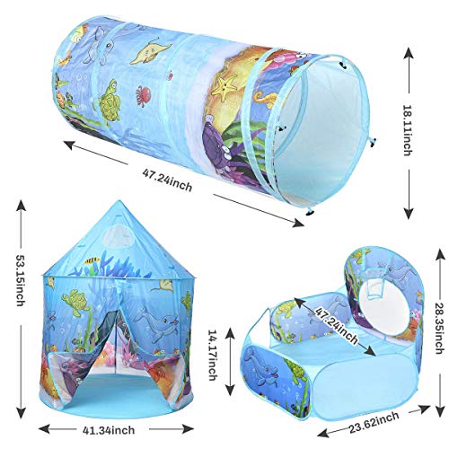Allnice 3pc Ocean World Kids Play Tent Indoor Outdoor Playhouse, P...