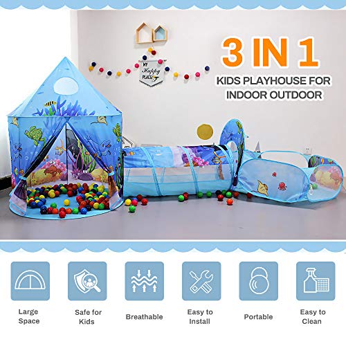 Allnice 3pc Ocean World Kids Play Tent Indoor Outdoor Playhouse, P...