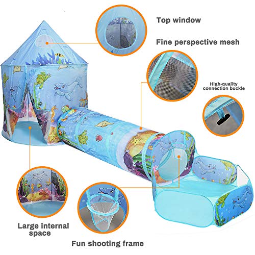 Allnice 3pc Ocean World Kids Play Tent Indoor Outdoor Playhouse, P...