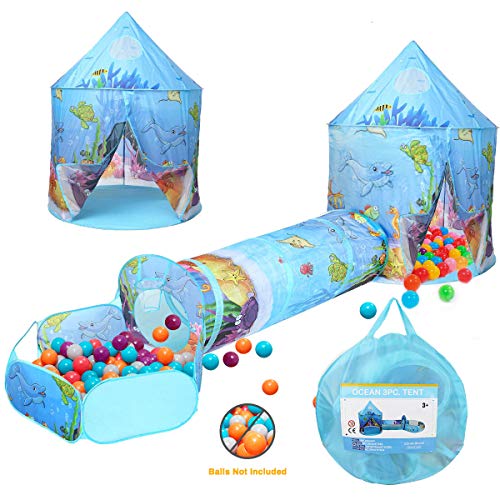 Allnice 3pc Ocean World Kids Play Tent Indoor Outdoor Playhouse, P...