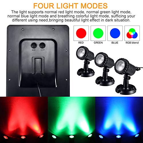ALLOMN Solar Pond Lights, Outdoor Submersible Spotlights Adjustabl...