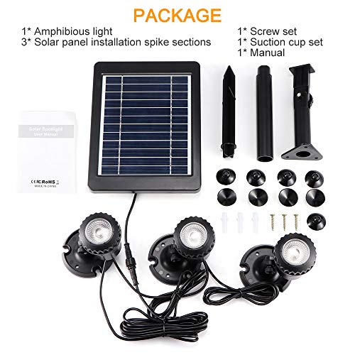 ALLOMN Solar Pond Lights, Outdoor Submersible Spotlights Adjustabl...